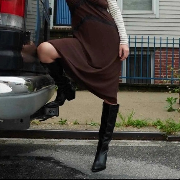 NEW! Zara Leather cowboy boots in black - Picture 2 of 6